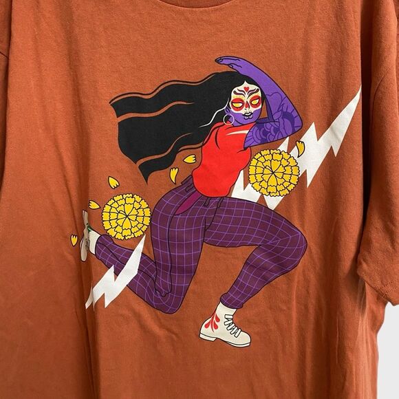 NWT Urban Outfitters Dia Pacheco X Golden Hour T-Shirt Women's XL Brown Artsy - Picture 5 of 15